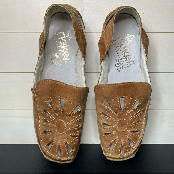 Rieker Tan Cut-Out Flats Size 6.5-7 - Picture 8 of 12